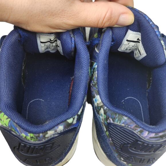 Nike Air Max Shoes Womens 6 Blue Green Tropical Floral Suede Chunky Low Tops - Picture 10 of 12